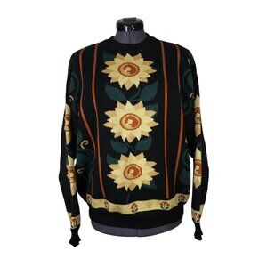 Chemical Girl youth women's oversized sunflower knit crew neck sweater L
